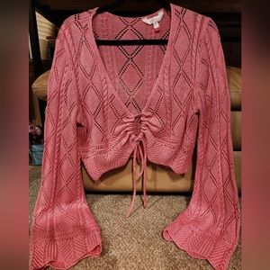 No Boundaries Pink Drawstring Sweater